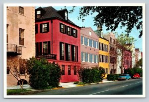 Rainbow Row CHARLESTON South Carolina SC East Bay St. 4x6 VINTAGE Postcard 1552