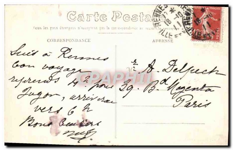 Postcard Old Rennes Vue Generale L & # 39Eglise St Savior and the Towers of t...