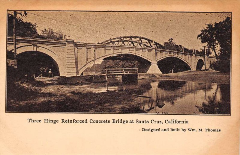 Santa Cruz California Three Hinge Reinforced Concrete Bridge Sepia Tone Litho PC