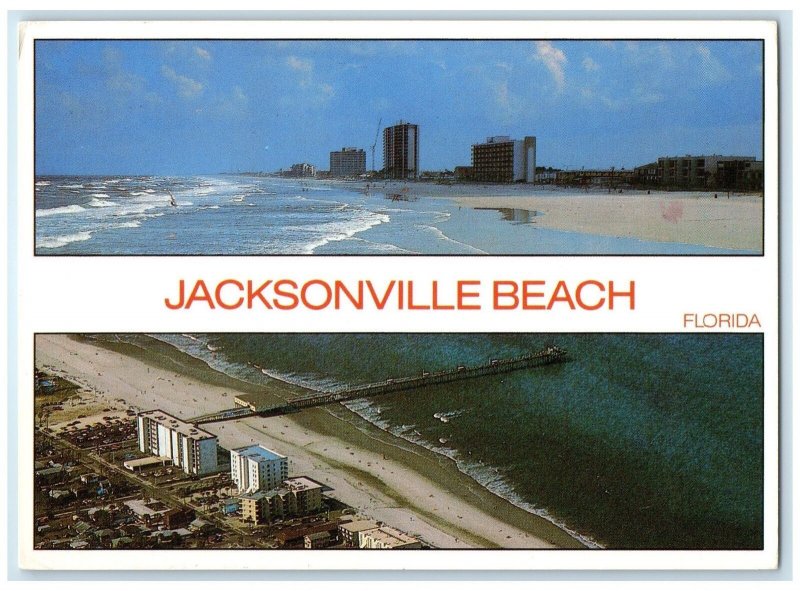 1997 Aerial View Shows Fishing Pier Jacksonville Beach Florida FL Sea Postcard