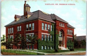 VINTAGE POSTCARD M. E. EMERSON SCHOOL AT PORTLAND MAINE POSTED 1911