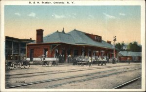 ONEONTA NY D&H Railaroad Train Station Depot c1920 Postcard