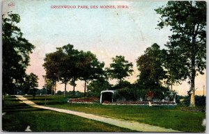 Greenwood Park Des Moines Iowa IA Park Grounds Landscapes Trails Postcard