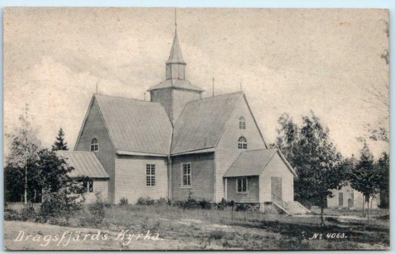 DRAGSFJÄRD, FINLAND  Real Photo KYRKA Church  ca 1910s  Postcard