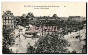 Old Postcard Set of Paris instead of the Republic