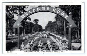 CAMP PATRICK HENRY, VA Virginia ~ WW2 ~  WELCOME HOME SIGN  1940s Postcard