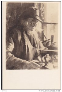 Photo Of Painting, Older Man Holding A Small Sewing Machine, The Swedish Terc...