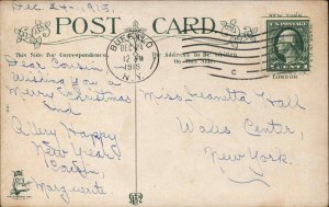 Christmas Children Walking Pig c1900s-20s Postcard