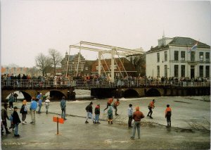 Elfstedentocht February 1985 Ice Skating Netherlands Continental Postcard C9