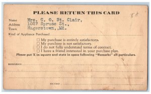 c1930's Interstate Finance Corporation Pittsburg PA Hagerstown MD Postal Card