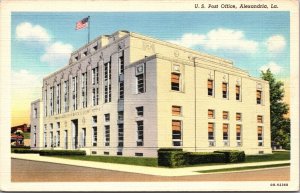 Linen Postcard United States Post Office Building in Alexandria, Louisiana
