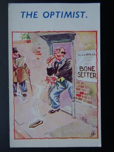 Doctor THE OPTIMIST The Banana & The Bone Setter - Old Comic Postcard by H.B.