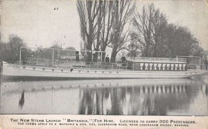 Reading England Caversham Bridge New Steam Launch Britannia Postcard AA37889