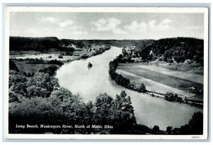 1922 Long Beach Muskingum River North of Malta Ohio OH Antique Postcard 