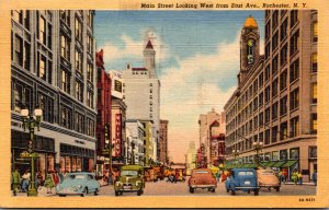 New York Rochester Main Street Looking West From East Avenue 1949 Curteich