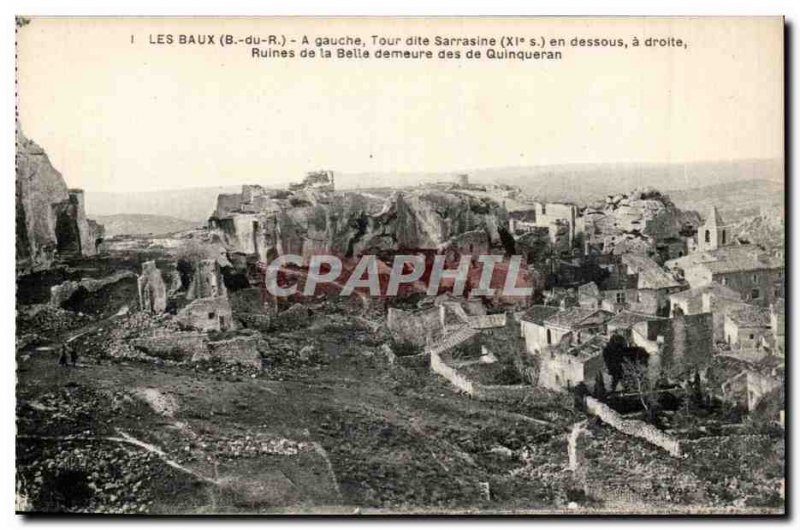 Old Postcard Les Baux called Saracen Tower remains the beautiful ruins of Qui...