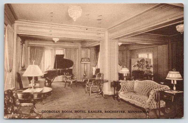 Rochester Minnesota~Hotel Kahler~Georgian Room~Grand Piano~Vintage Decor~1935 