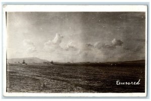 c1920's View From USS Baltimore American English Censored RPPC Photo Postcard