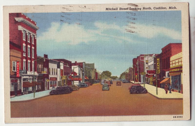 P667 JLs 1948 old cars street signs mitchell st. cadillac michigan