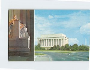 Postcard Abraham Lincoln Statue Lincoln Memorial Washington DC USA