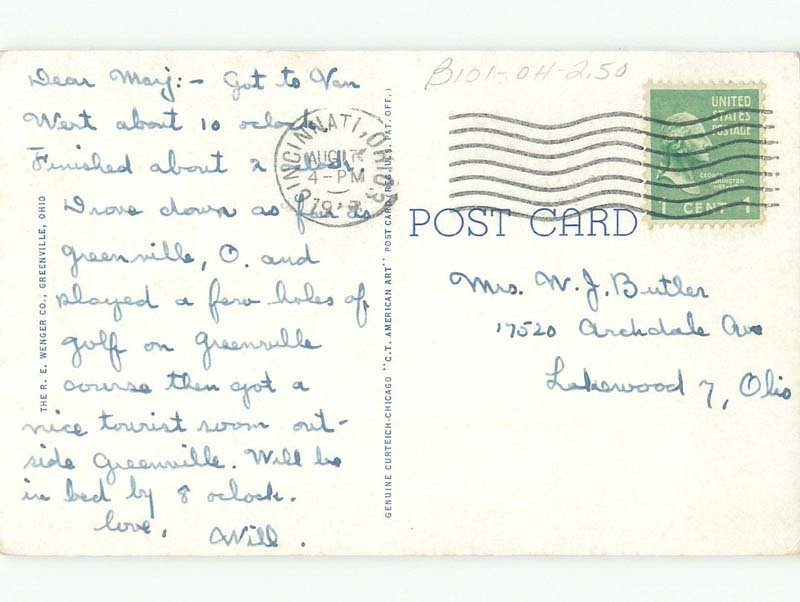 Linen BRIDGE SCENE Greenville Ohio OH d4822