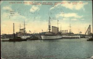 Philadelphia Navy Yard US Navy Ships Washington St. Louis Tennessee c1910 PC