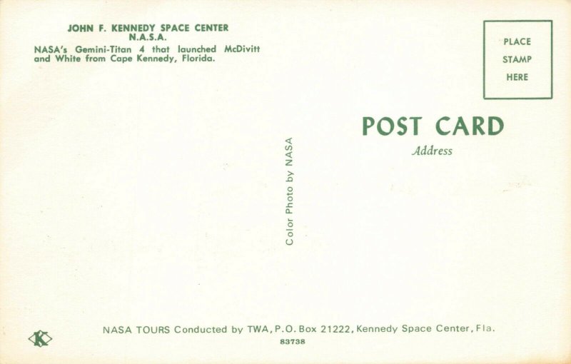 Postcard NASA Gemini Titan 4 Cape Kennedy Florida AB5 