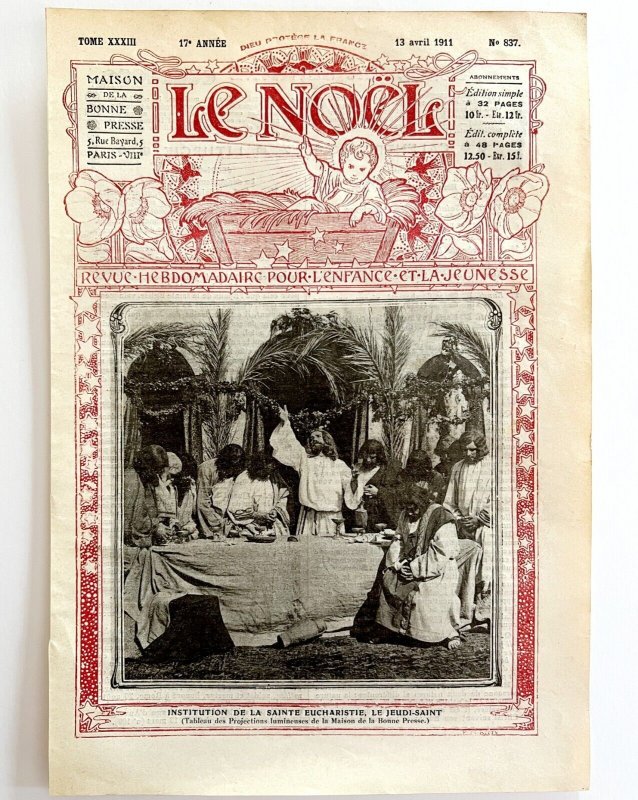 Le Noel Christmas 1911 Magazine COVER #837 French Creole Malagasy Crafts DWT13C