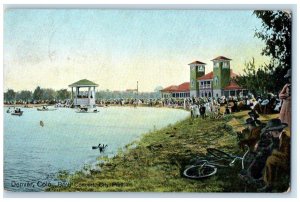 1913 Band Concert City Park River Lake Exterior Denver Colorado Vintage Postcard