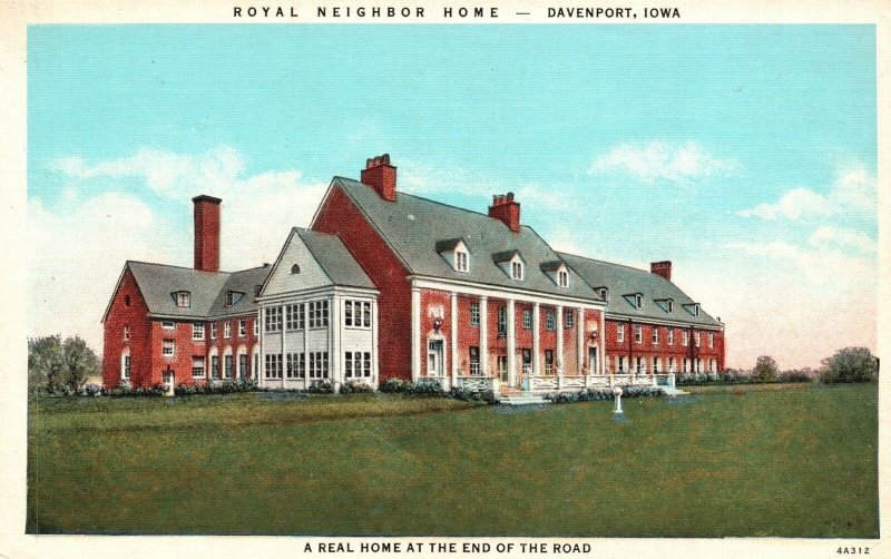 1946 Royal Neighbor Home Fraternal Beneficiary Society Davenport Iowa Postcard