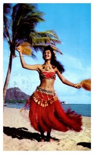 Tahitian Dancer at Waikiki Hawaii Postcard Posted 1967
