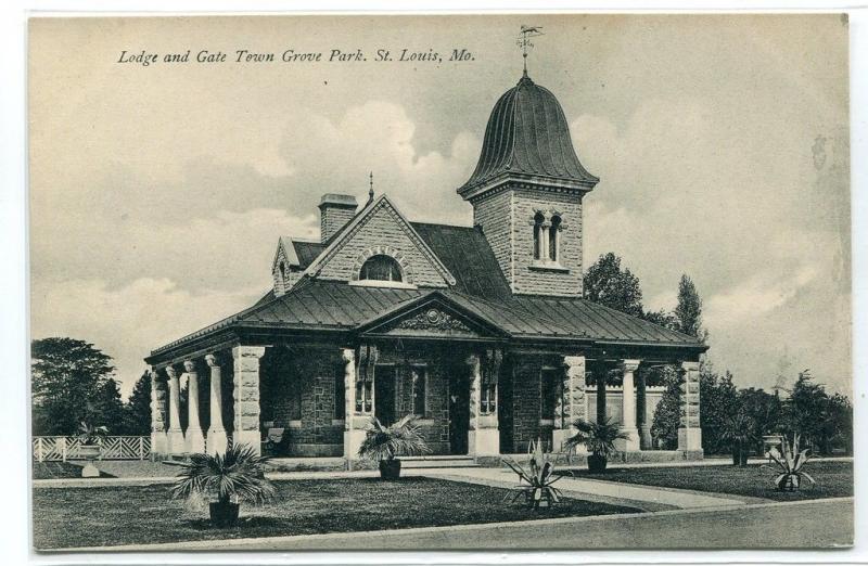 Lodge Gate Town Grove Park St Louis Missouri 1910c postcard