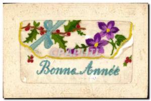 Postcard Old fancy embroidered flowers Card Happy New Year