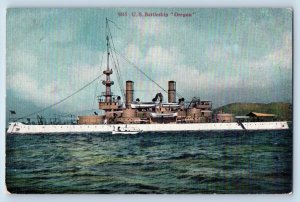Oregon Postcard U.S. Battleship Warship Navy WWI Steamer 1910 Vintage Antique