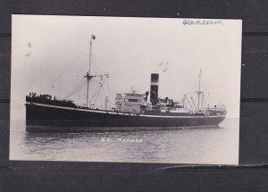 SHIP  MANAAR , BROCKLEBANK LINE, 1917 ppc., REPRINT.
