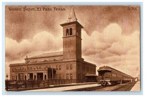 c1910's Union Depot Train Station Railroad El Paso Texas TX Antique Postcard 