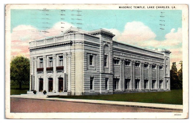 1935 Masonic Temple, Lake Charles, LA Postcard