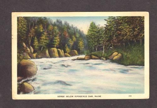 ME Ripogenus Dam GREENVILLE MAINE POSTCARD 1937 PC