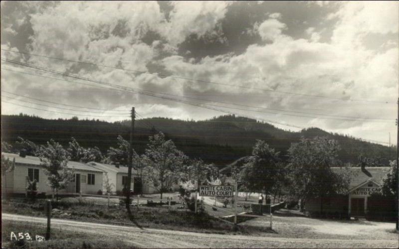 Ashland OR White Cabin Auto Court Real Photo Postcard