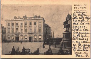 Belgium Hotel De L'Europe Place Royale Bruxelles Brussels Vintage Postcard 02.75