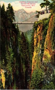 VINTAGE POSTCARD CAPILANO CANYON AND CROWN MOUNTAIN VANCOUVER B.C. CANADA