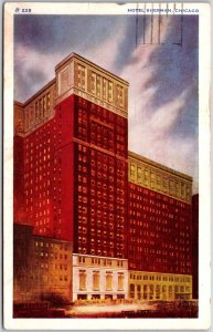 1937 Hotel Sherman Chicago Illinois IL Clark and Randolph Street Posted Postcard