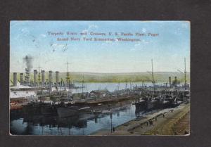 WA Navy Naval Ships Milatary Puget Yard Bremerton Washington State Postcard