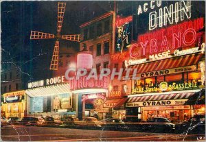 Modern Postcard Paris Moulin Rouge Night