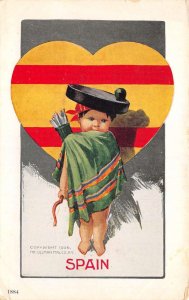 Valentines Greetings Spain National Cupid Ullman MFG Vintage Postcard AA67842