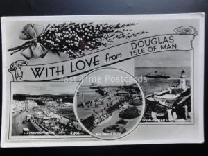 Isle of Man With Love from DOUGLAS c1955 RP - Old Postcard