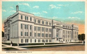 Vintage Postcard 1924 View of High School Building Grand Forks North Dakota ND