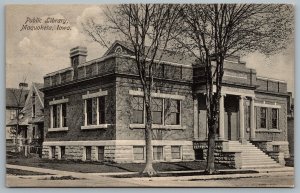 Postcard Maquoketa Iowa c1910 Public Library Jackson County CDS Flag Cancel