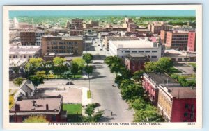 SASKATOON, Saskatchewan Canada ~ 21st STREET Scene looking West c1930s Postcard