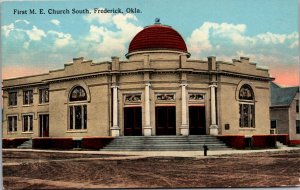 Postcard First M.E. Church South in Frederick, Oklahoma